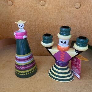 Set of 2 Hyde & Eek Day of the Dead Candelabra and Vase